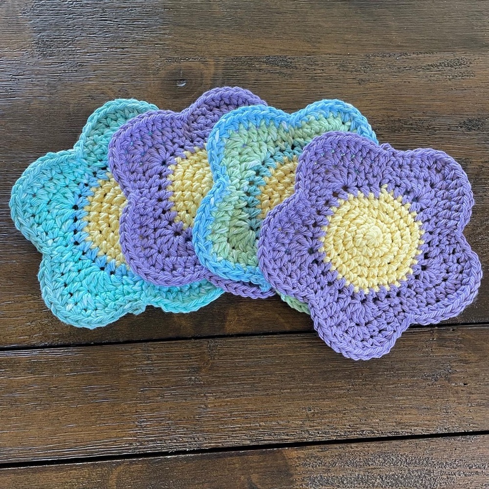 Crochet Flower Coasters - Picture 4 of 6